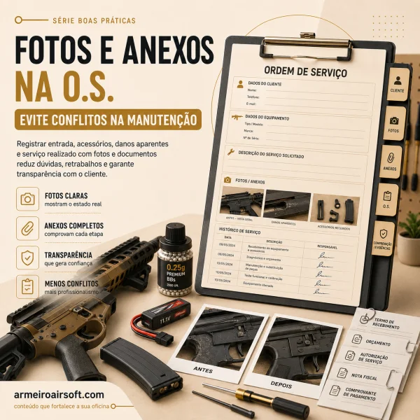 Fotos e anexos na O.S.: como evitar conflitos na manutenção de airsoft